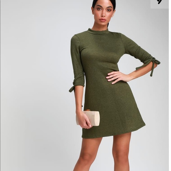 Lulu’s Tie a Little Love Olive Green Dress - Picture 1 of 7